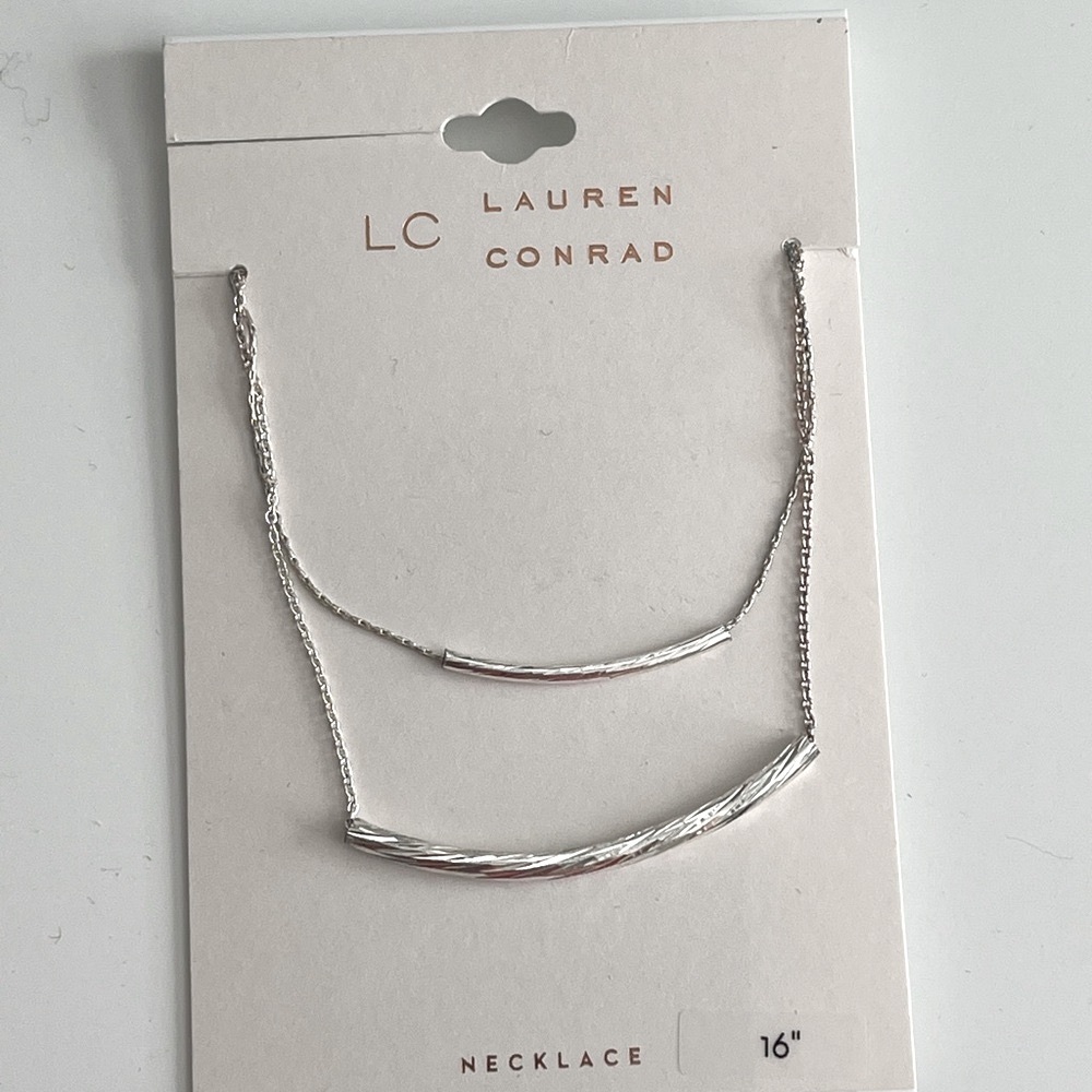 NWT LC Lauren Conrad Silver Bar Layering Necklace